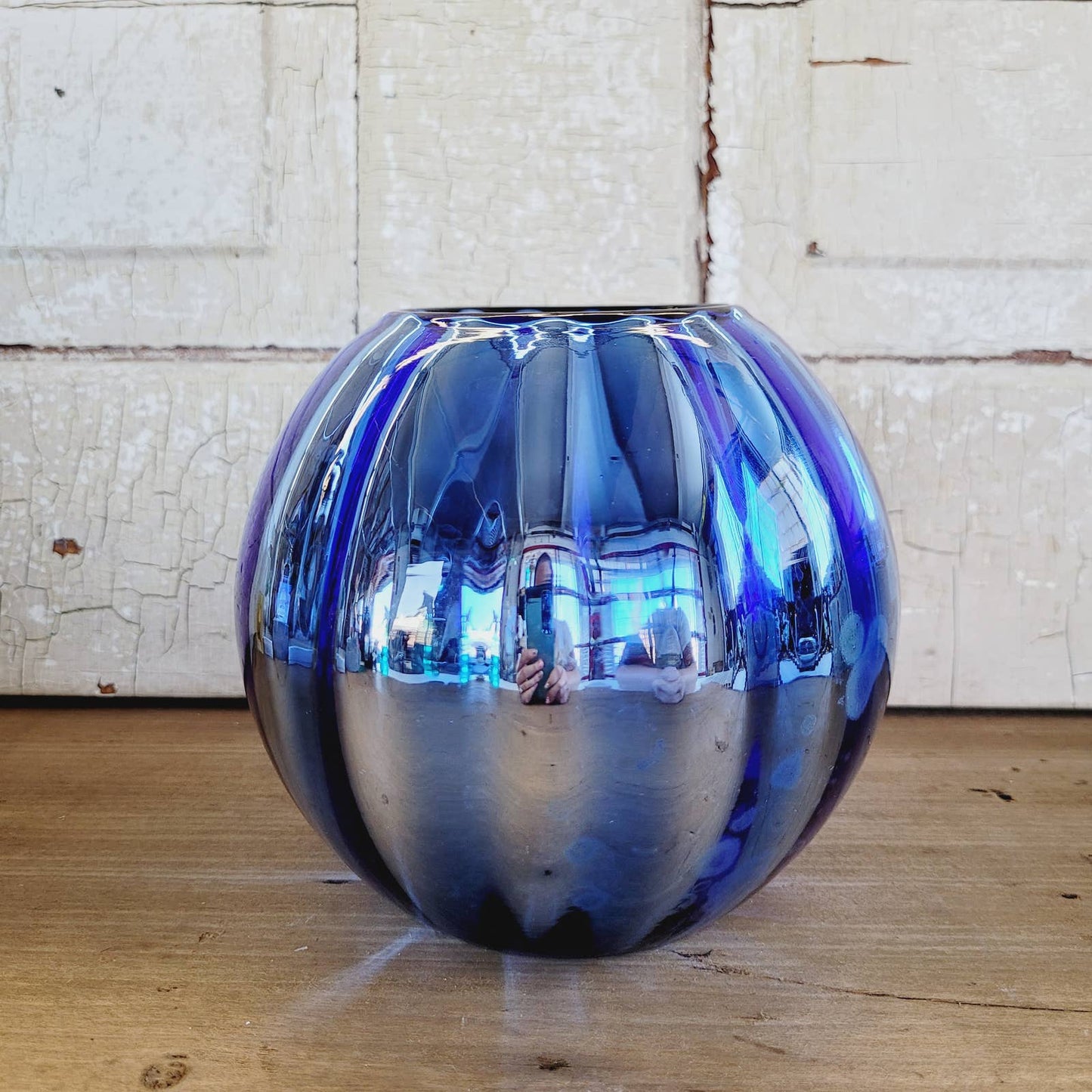 Vintage Czechoslovakia Mercury Glass Candle Holder Art Deco