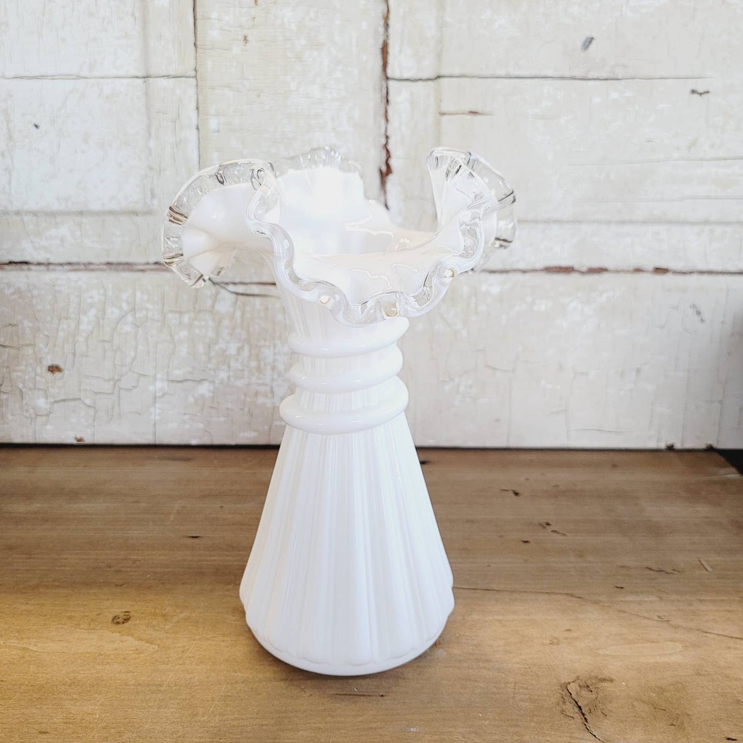 Fenton HTF Silver Crest Milk Glass Wheat Vase