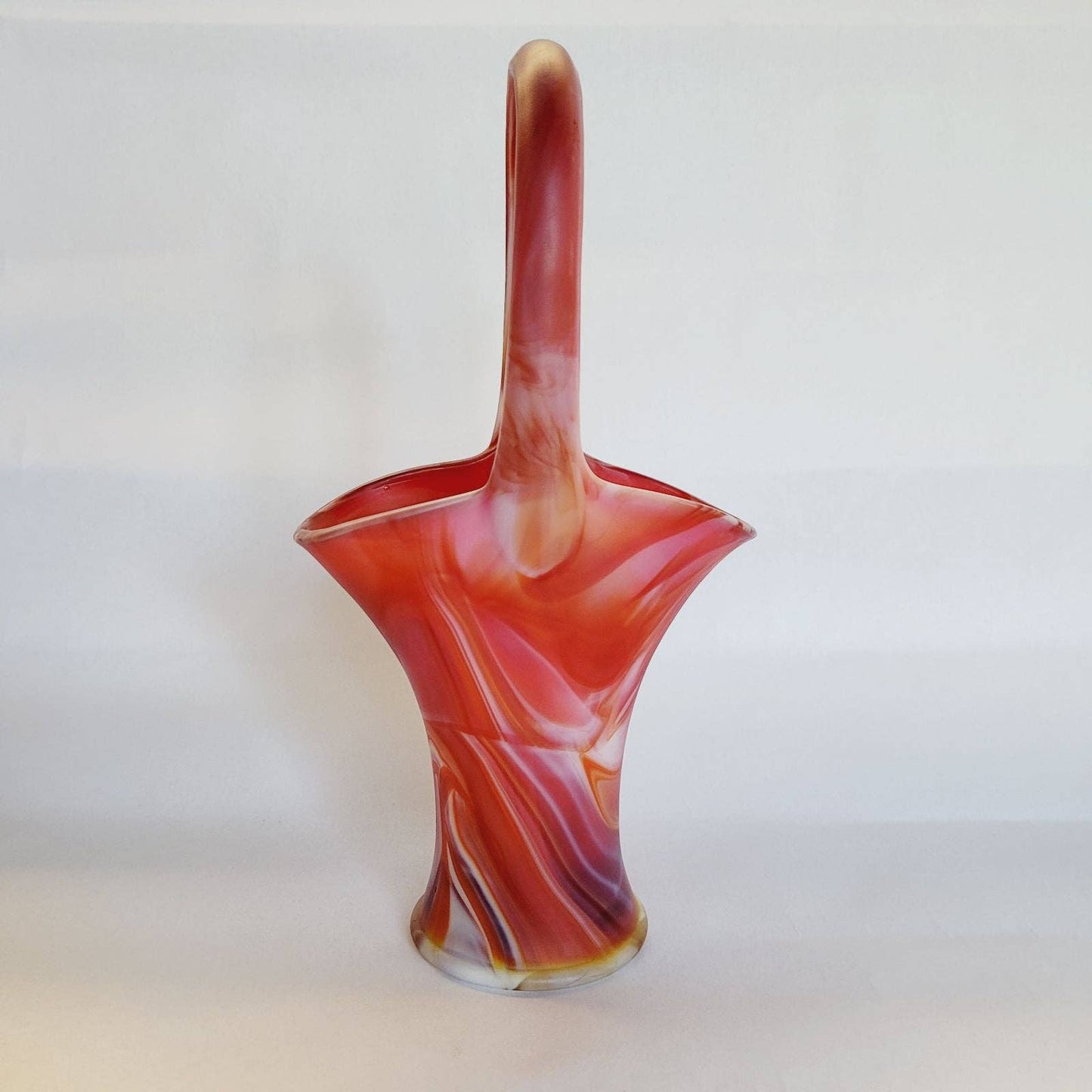 Vintage Imperial RED SLAG OLDEN END O'DAY Glass BASKET 10"