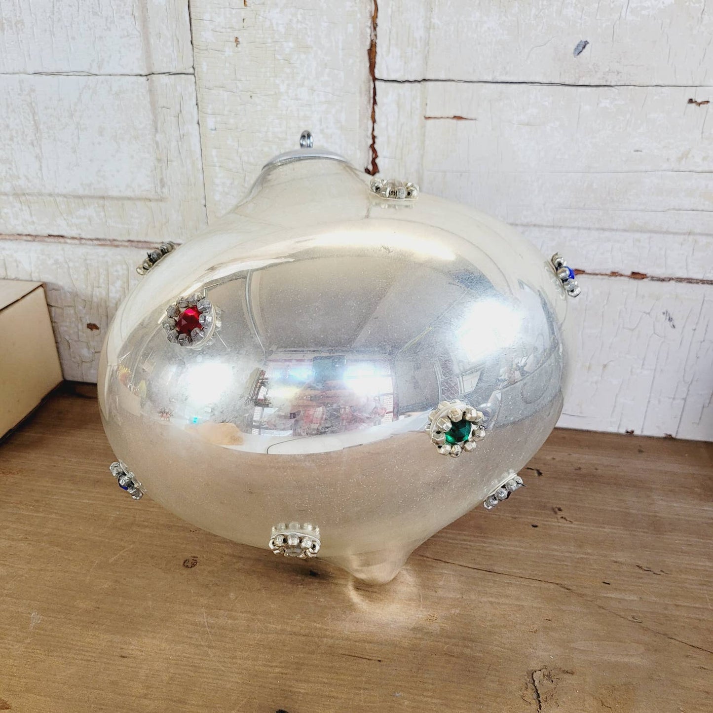 Antique Jumbo XL Mercury Glass Store Display Christmas Ornament 10"