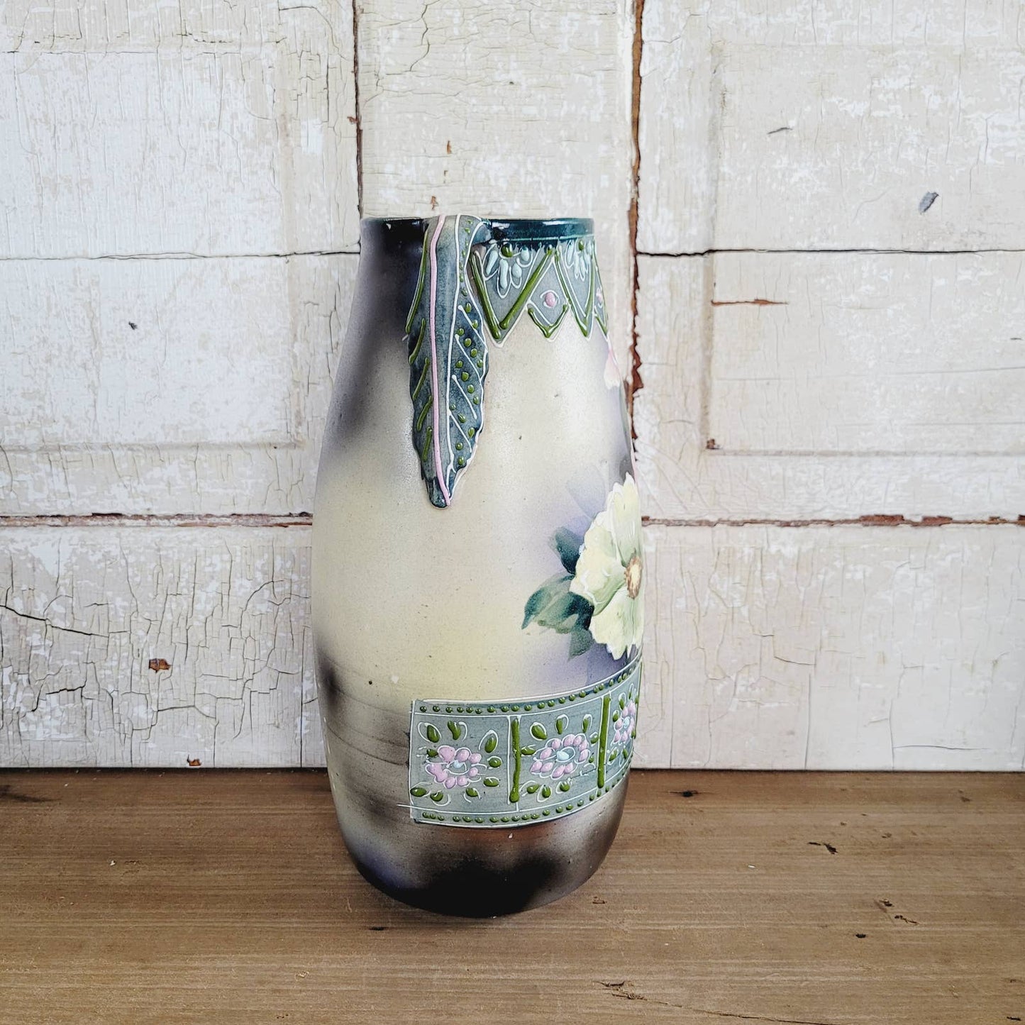 Vintage Satsuma Moriage Vase with Handles Made in Japan