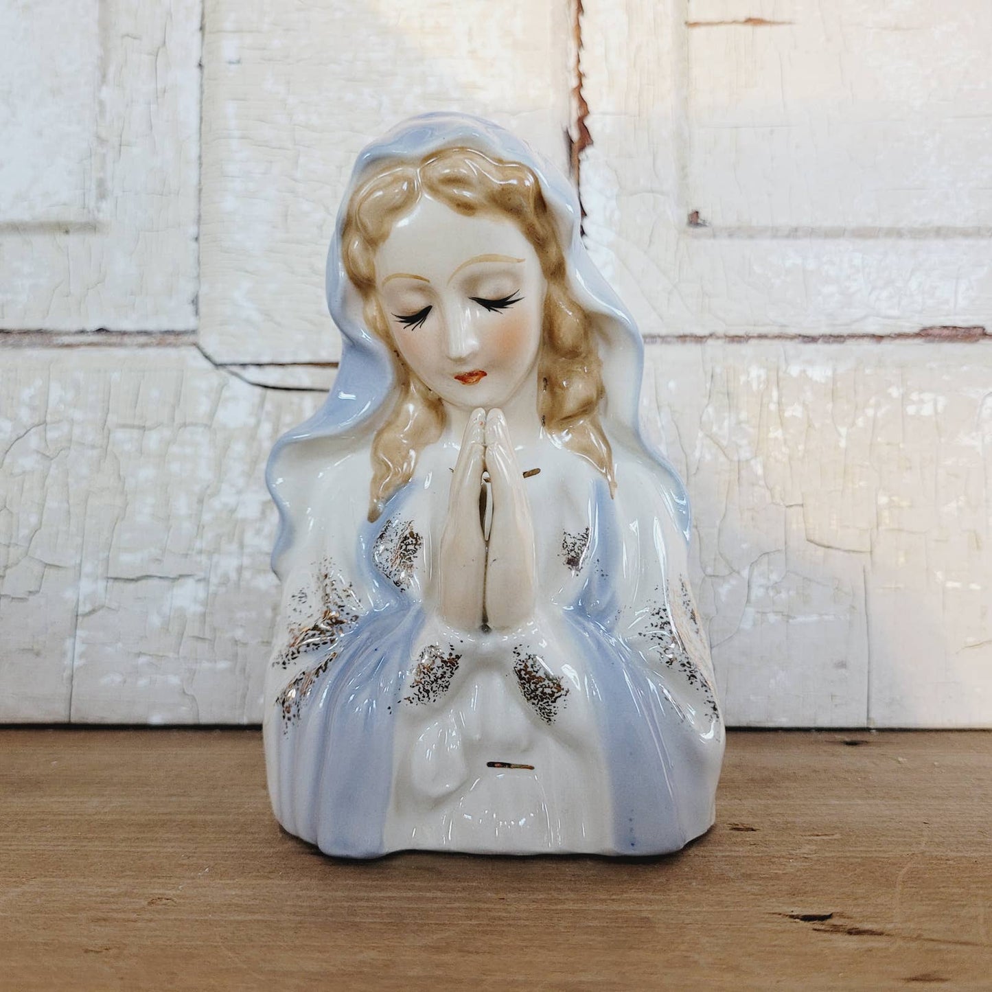 VTG MARY MADONNA LADY HEAD BUST VASE PLANTER FIGURINE JAPAN LEGO RELIGIOUS