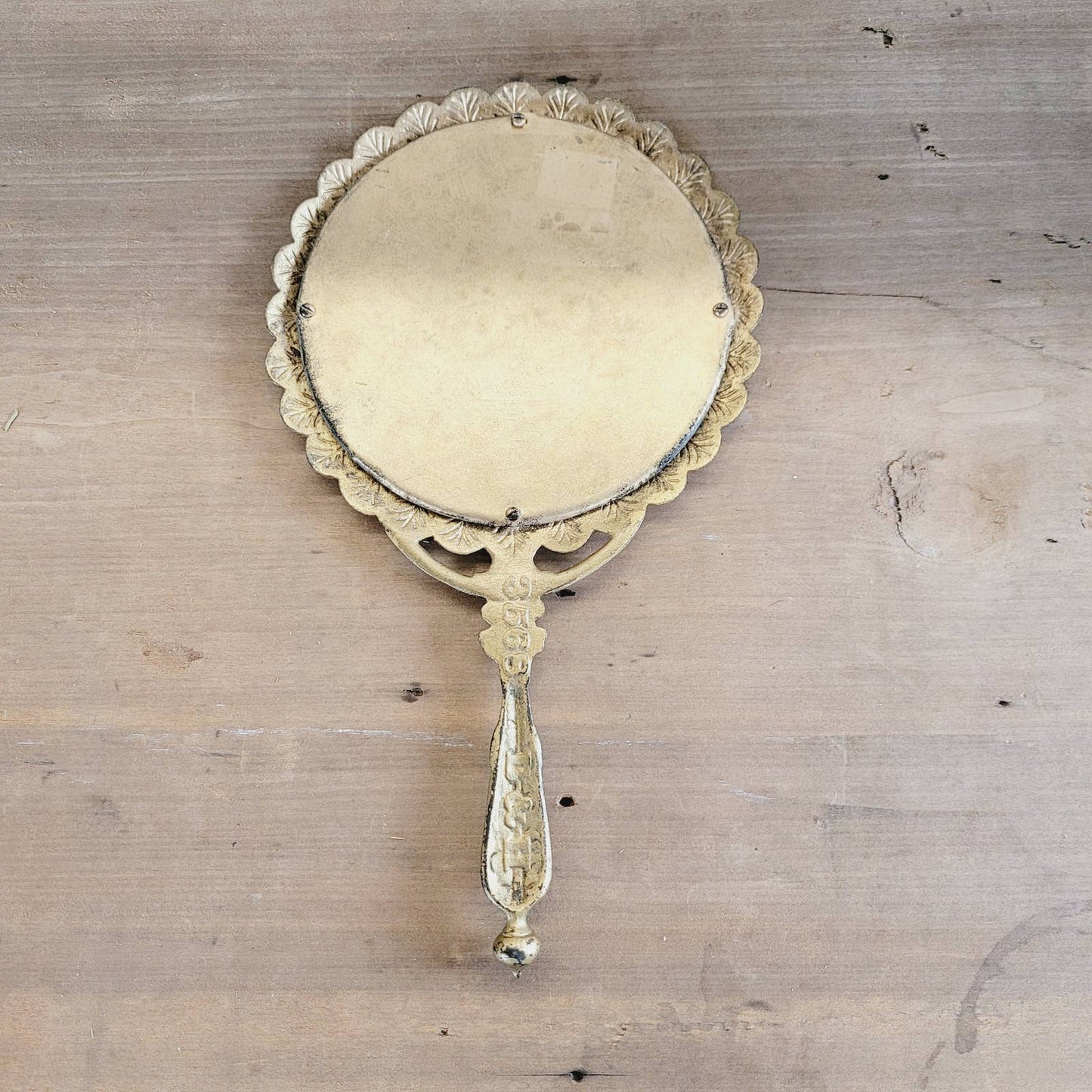 Antique Bradley & Hubbard #3568 Gilded Cast Iron Art Hand Mirror