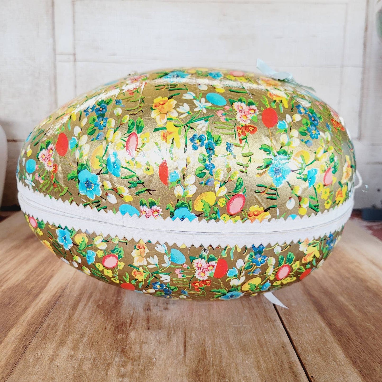 Vintage 10" Paper Mache Egg Western Germany Flowers