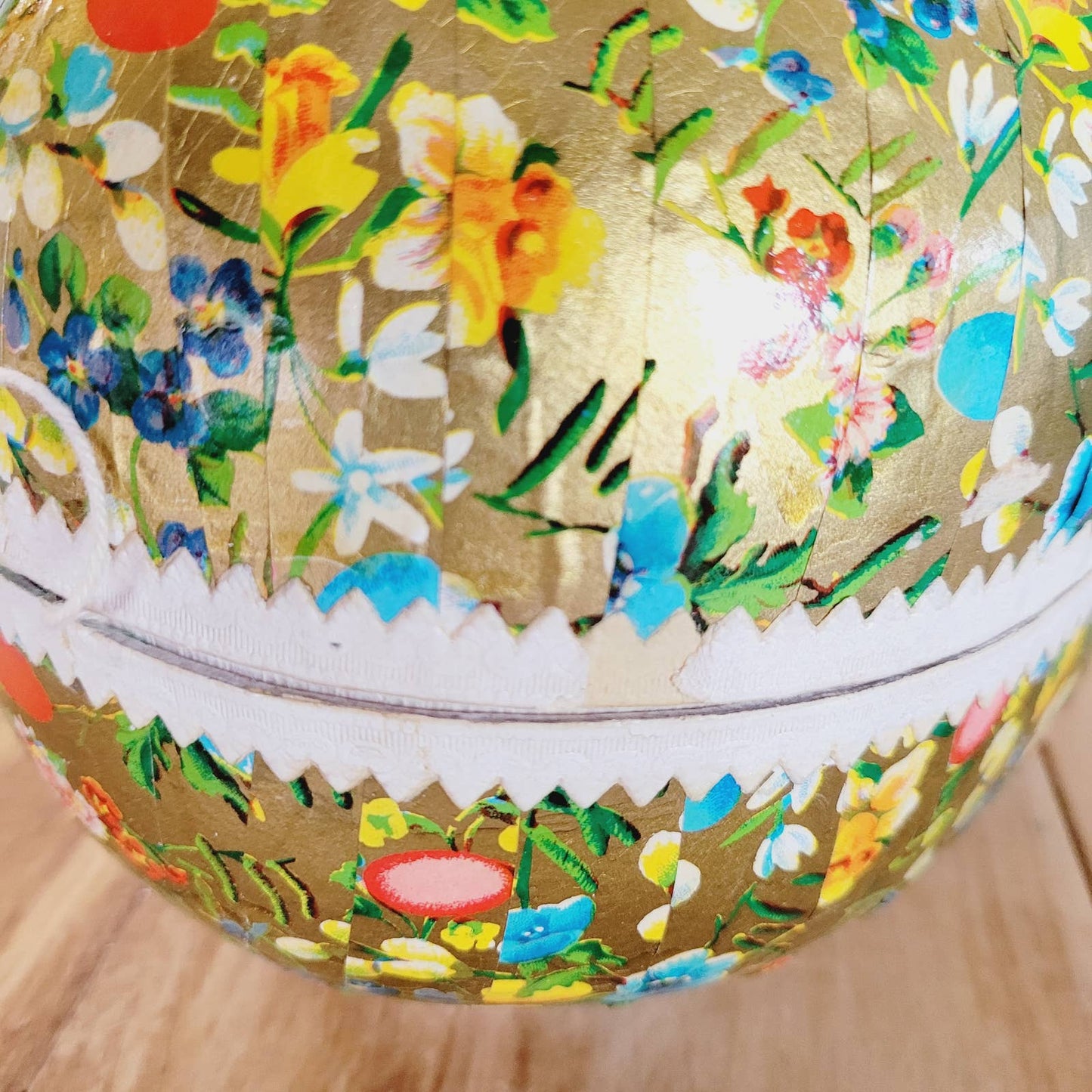Vintage 10" Paper Mache Egg Western Germany Flowers