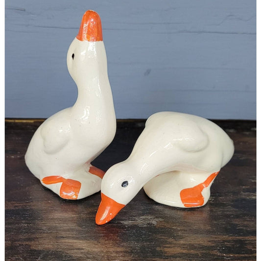 Vintage USA Pottery Geese Pair