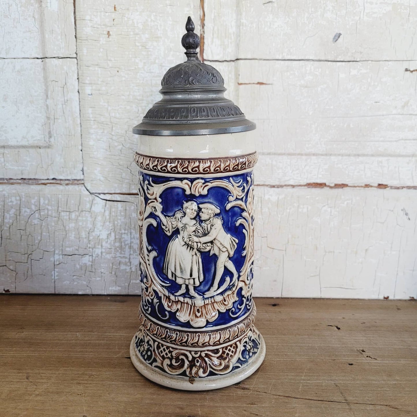 Antique German G Reinemann Beer Stein 1/2 Liter
