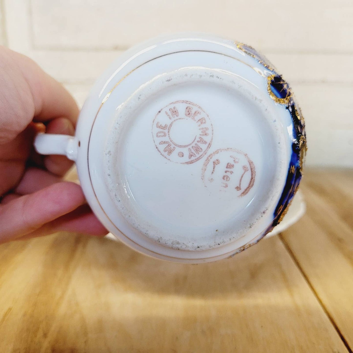 Antique Porcelain Mustache Cup and Saucer Germany
