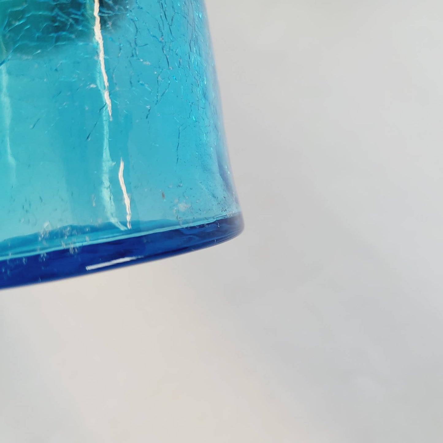 Vintage Blue Crackle Glass Pitcher 11"