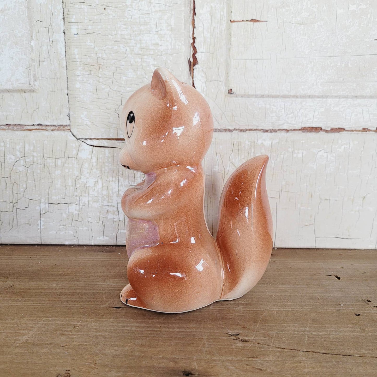 Vintage Squirrel Bank Pink Brown Handpainted Japan