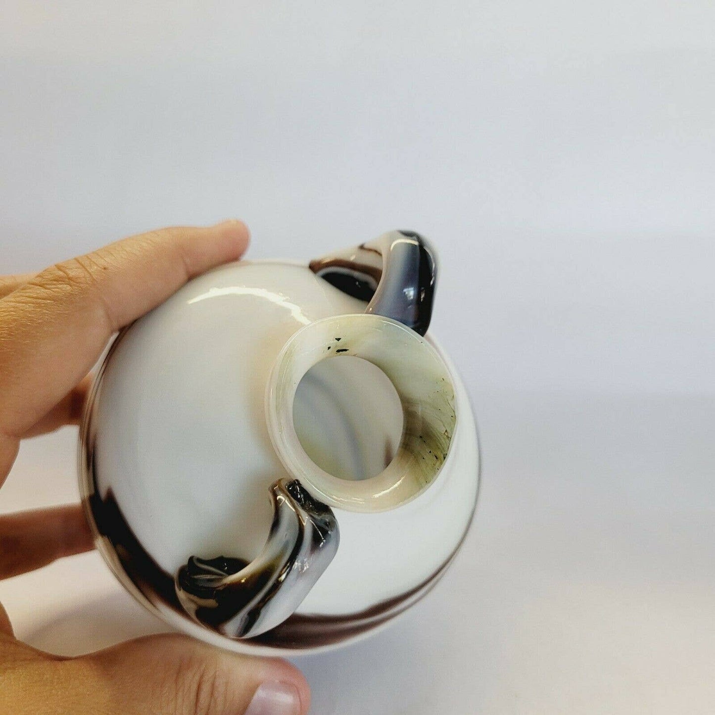 Vintage Art Glass Handled Vase Hand blown.