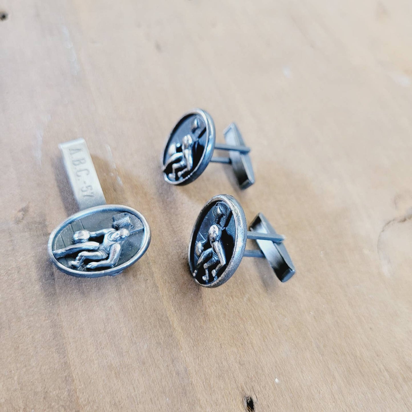 1950s Vintage Basketball Cufflinks and Tie Clip