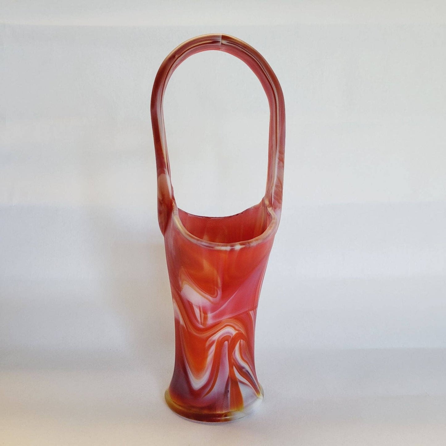 Vintage Imperial RED SLAG OLDEN END O'DAY Glass BASKET 10"