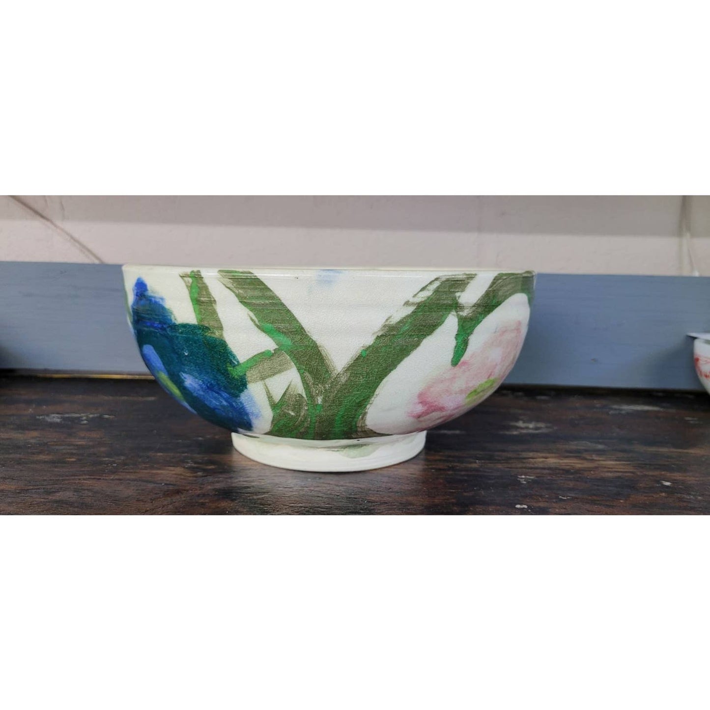 Vintage Polish Pottery Bowl with Flowers