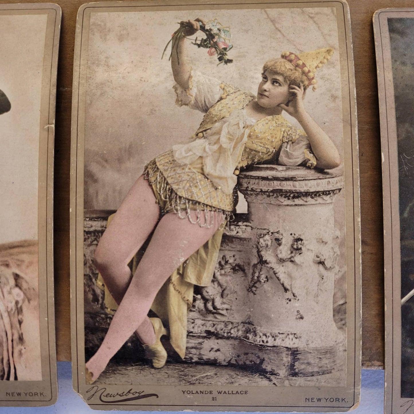 1890s NEWSBOY Tobacco ACTRESS Large 6x9 COLOR CABINET CARD Premiums