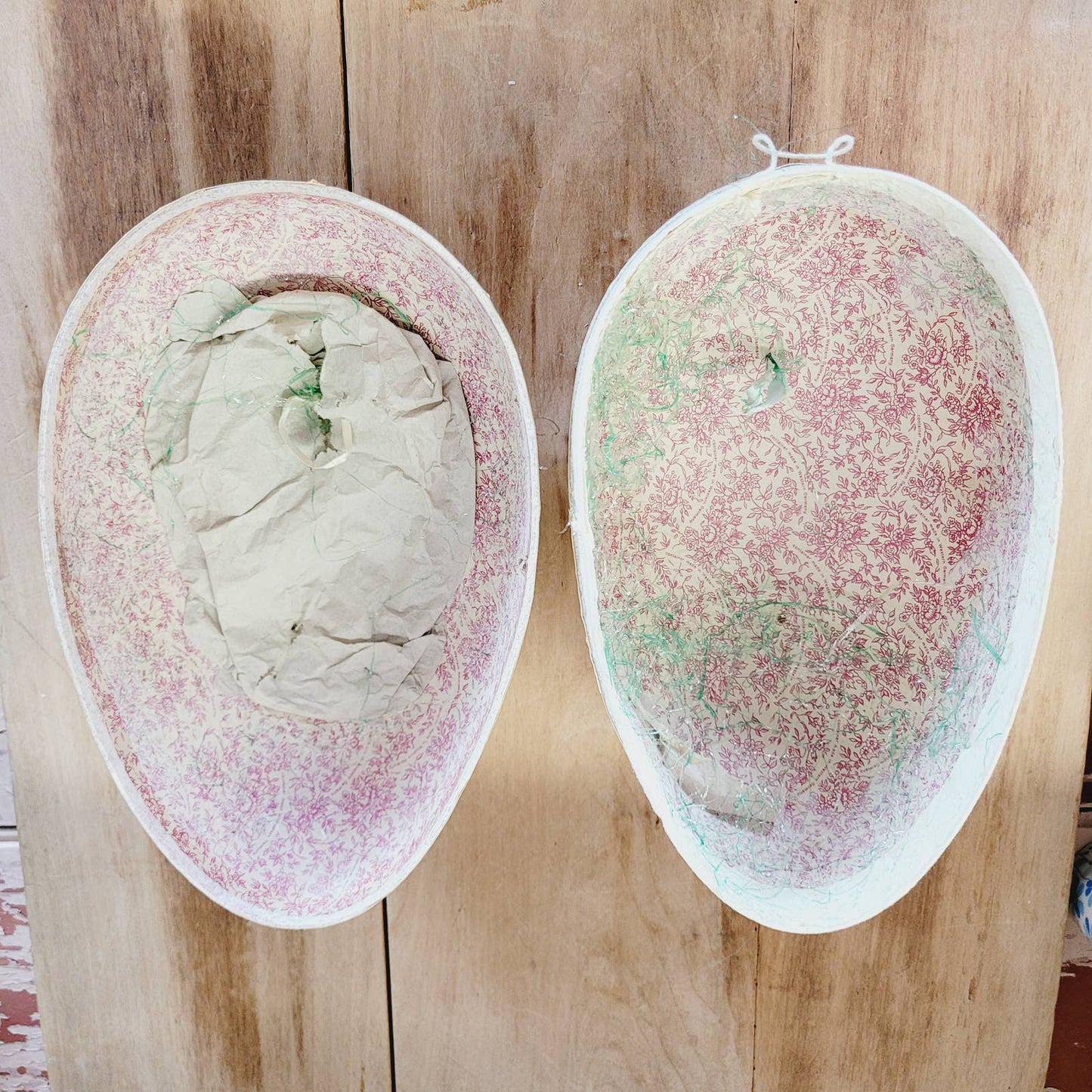 Vintage 10" Paper Mache Egg Western Germany Flowers