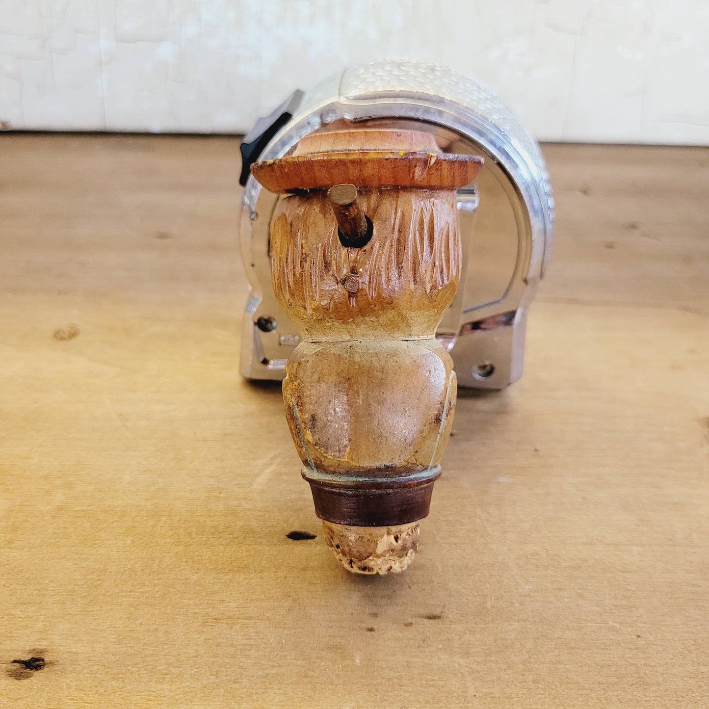 Vintage ANRI Dual Action Eye & Tongue moving Wood Mechanical Bottle Stopper