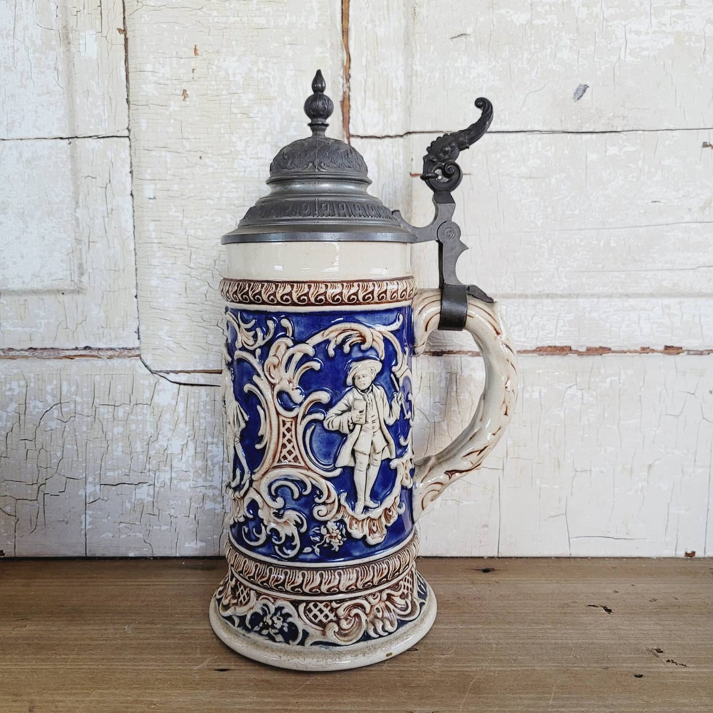 Antique German G Reinemann Beer Stein 1/2 Liter