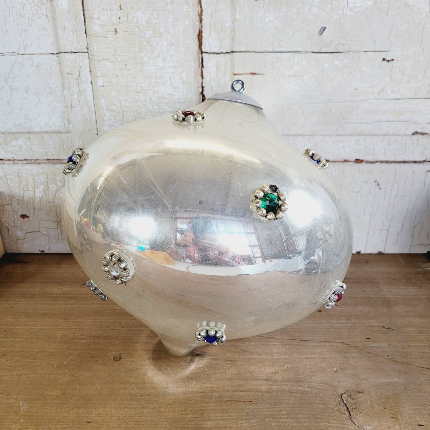 Antique Jumbo XL Mercury Glass Store Display Christmas Ornament 10"