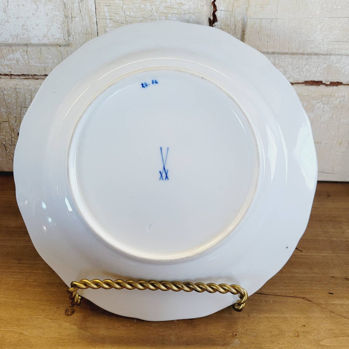 Antique Meissen Blue Onion 10" Plate Crossed Swords Marks