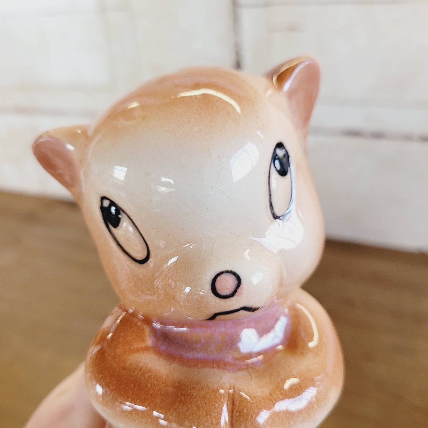 Vintage Squirrel Bank Pink Brown Handpainted Japan