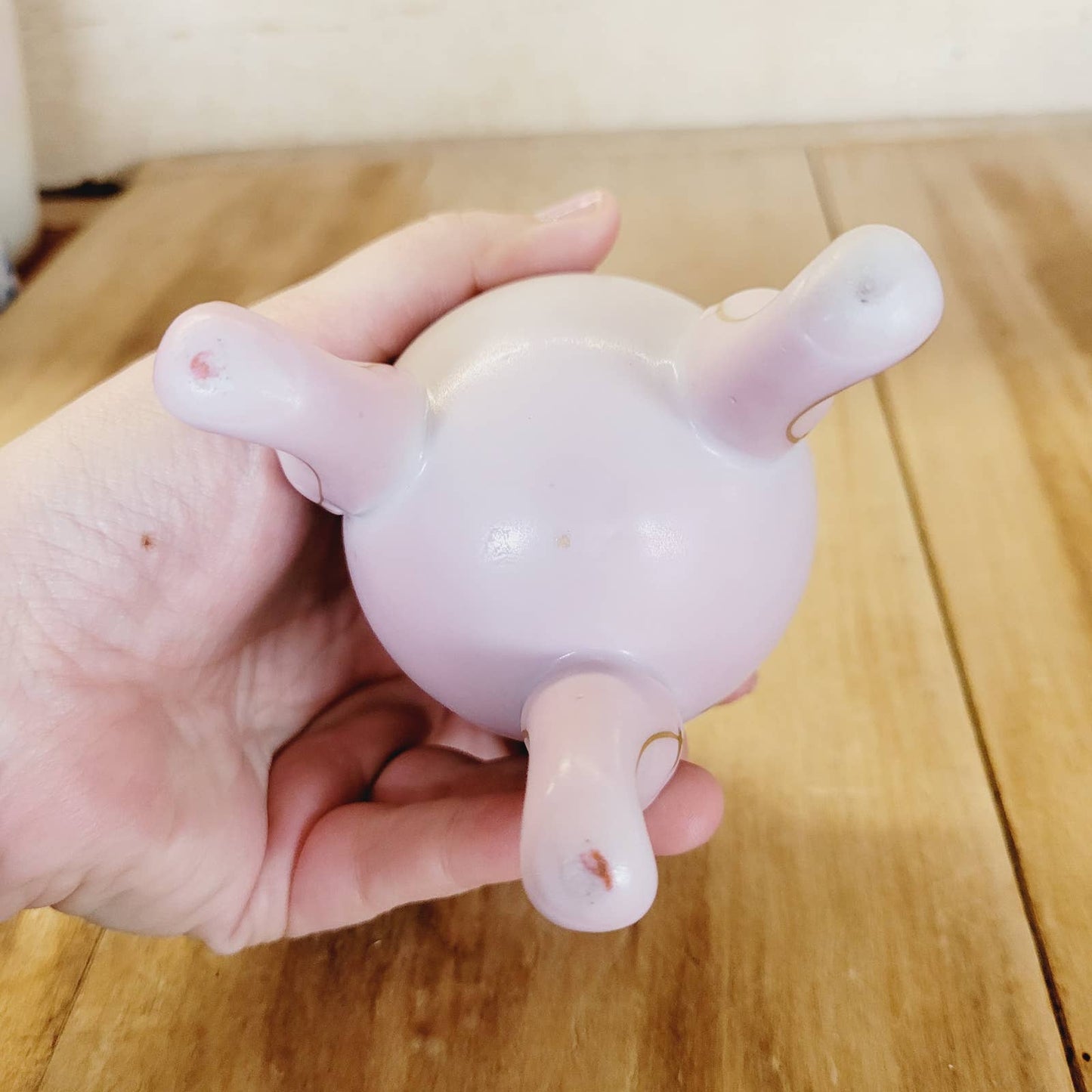 VINTAGE Hand Painted Blue Cracked Egg Vase Roses 3 3/4" Pink