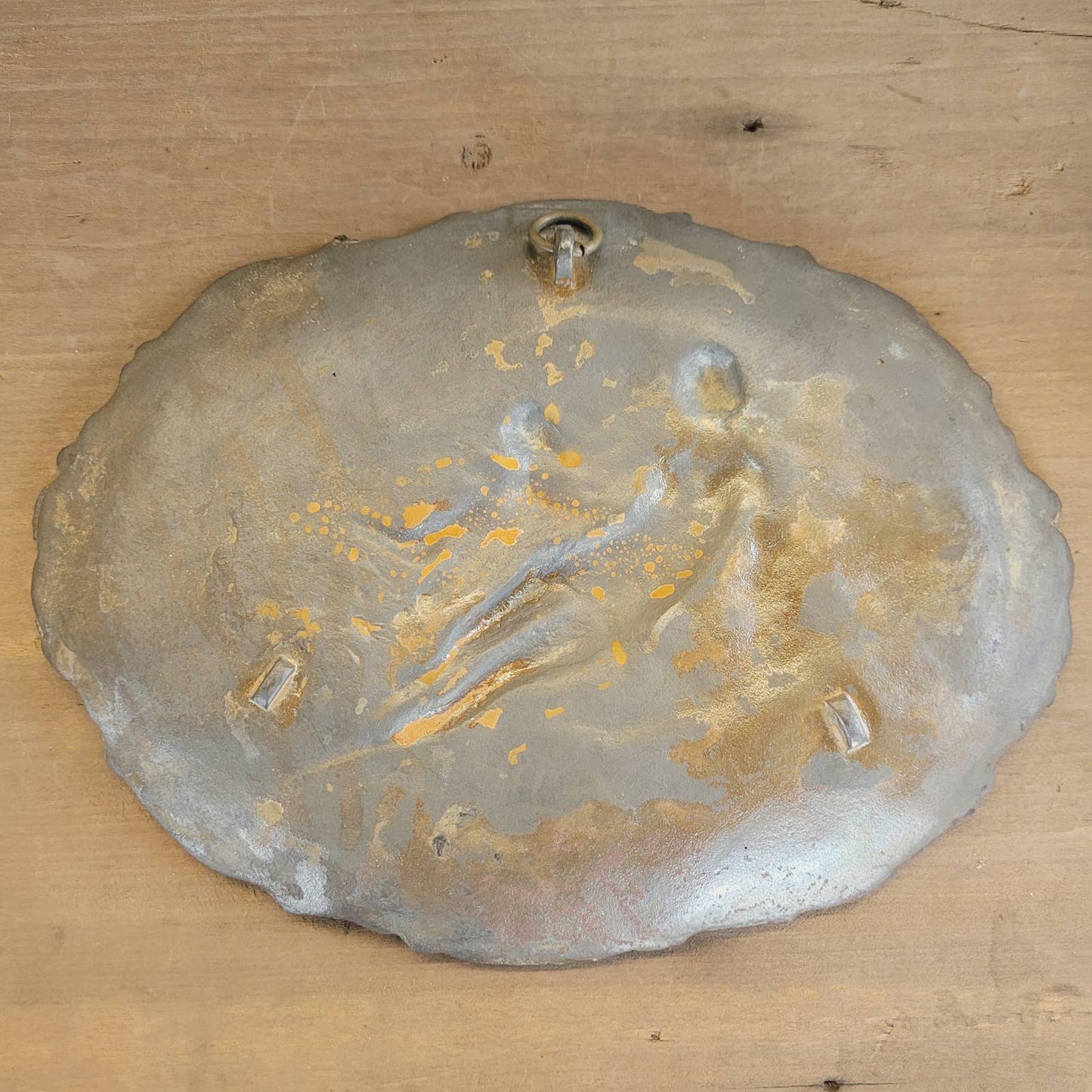Antique Art Nouveau Nymph and Cupid Tray Plaque