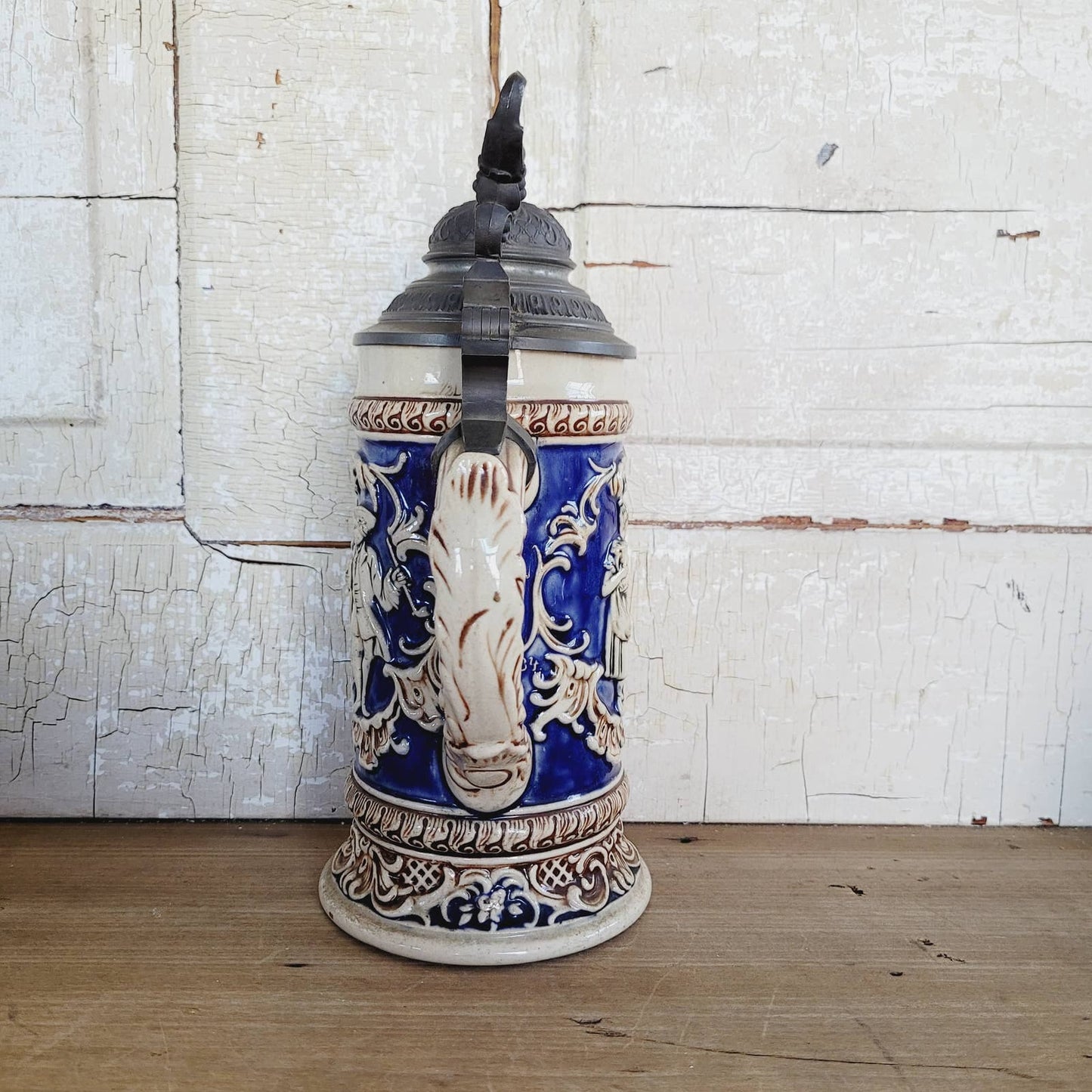 Antique German G Reinemann Beer Stein 1/2 Liter
