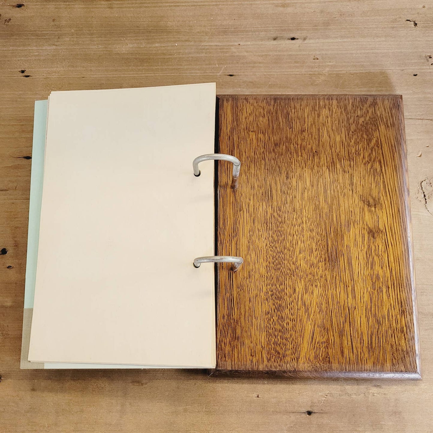 1920's Weis Manufacturing Co. Monroe Michigan Wood Desktop Ledger Book w/Pages