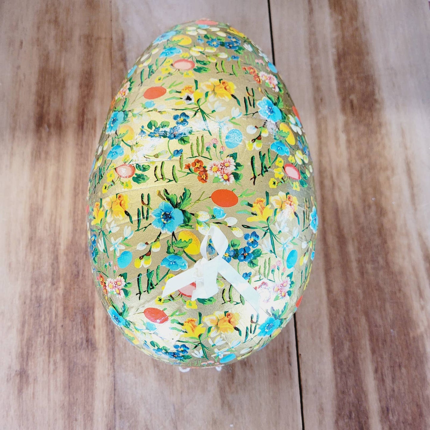 Vintage 10" Paper Mache Egg Western Germany Flowers