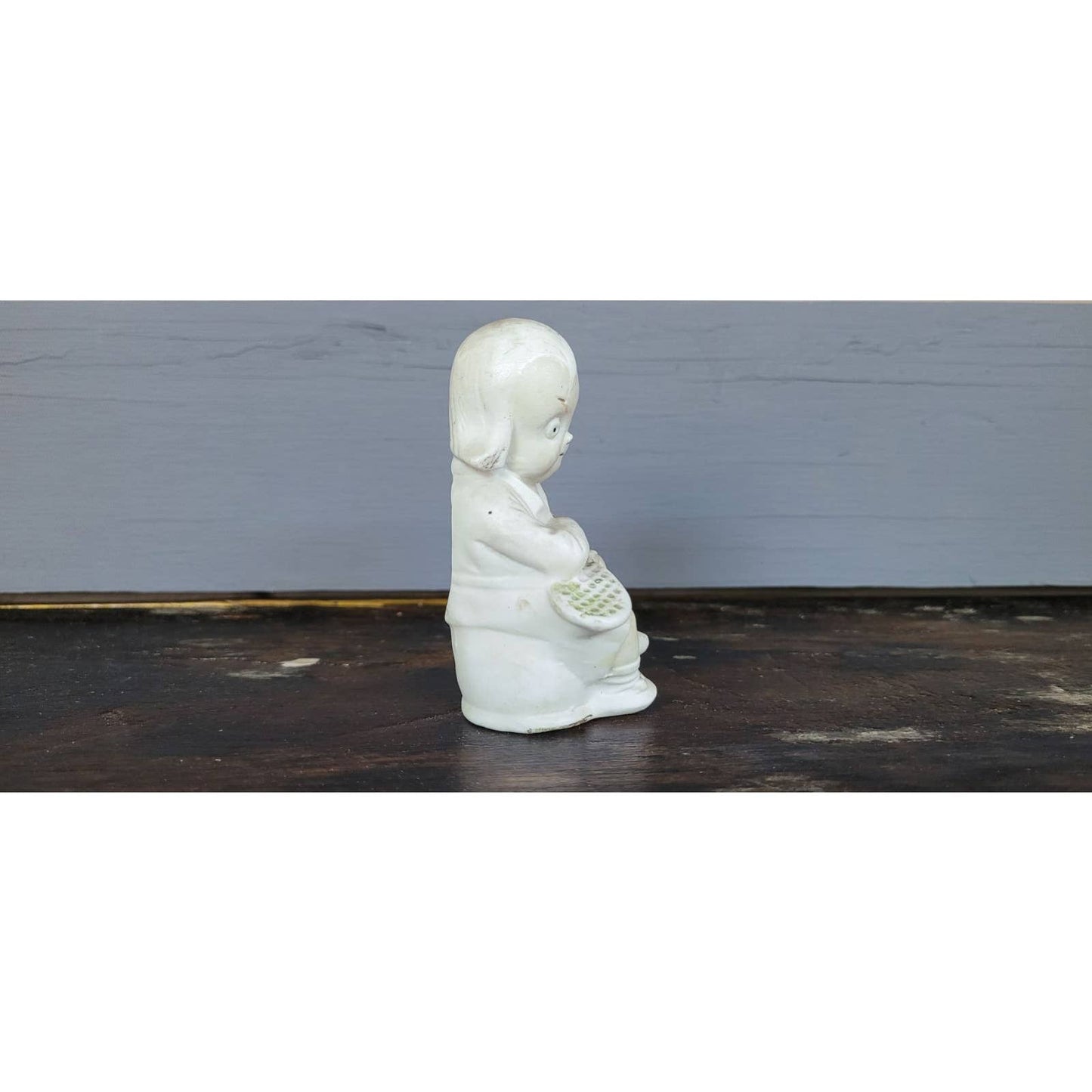 Figurine on Chamber Pot with Racquet Bisque Porcelain Vintage Germany