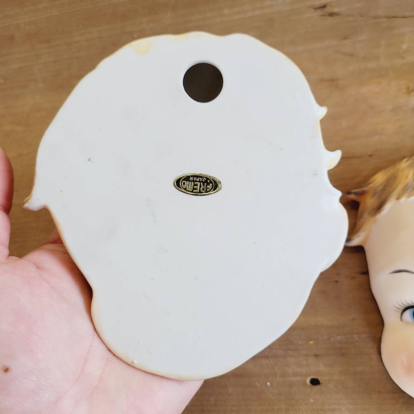 Vintage Pair of Wall Plaque Baby Faces Fremo Japan