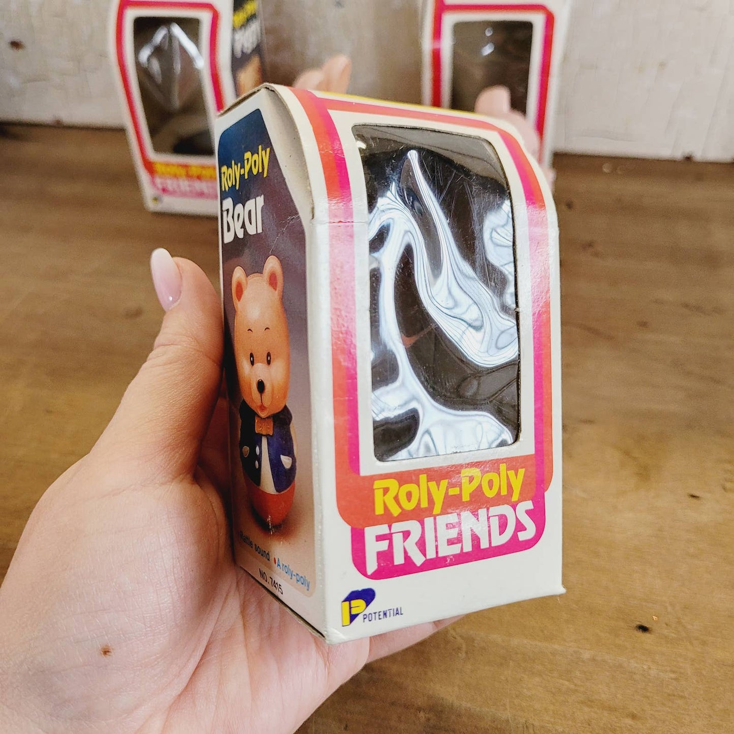 Vintage Roly-Poly Friends Piggy Rabbit Bear NOS with Boxes