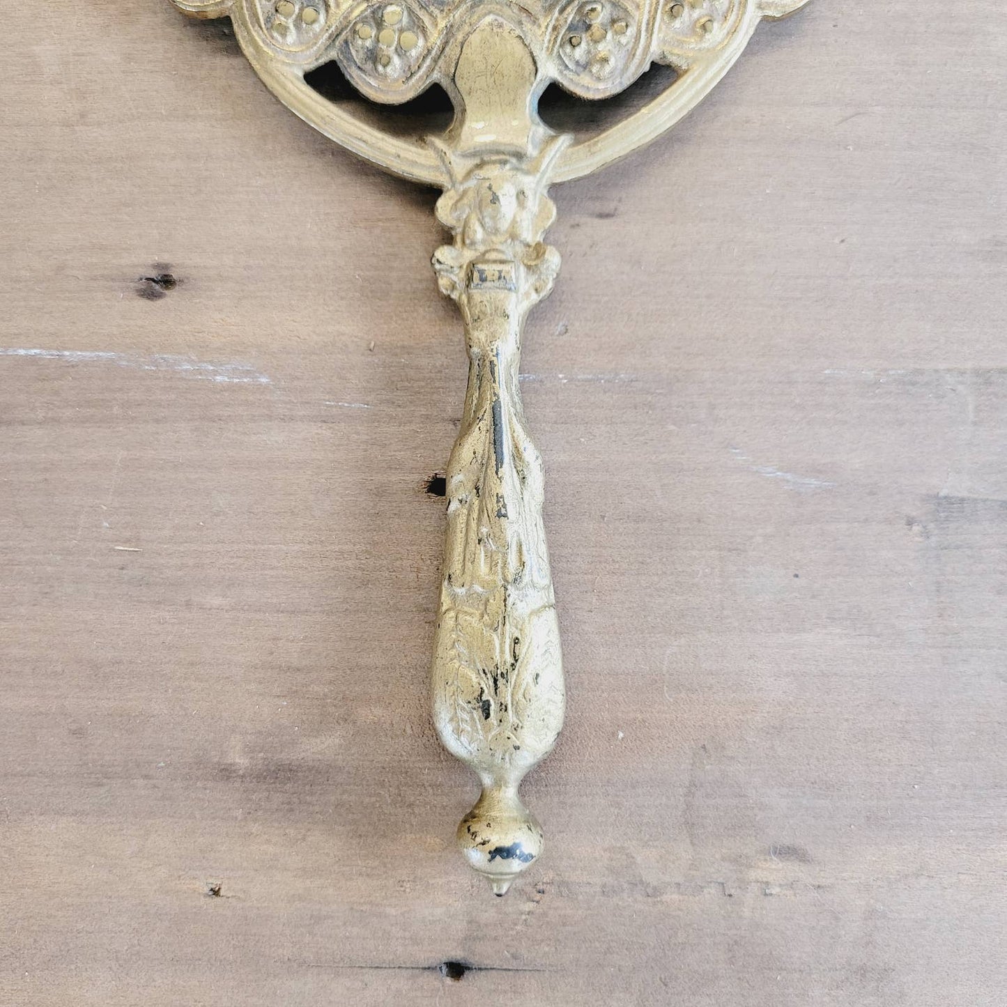 Antique Bradley & Hubbard #3568 Gilded Cast Iron Art Hand Mirror