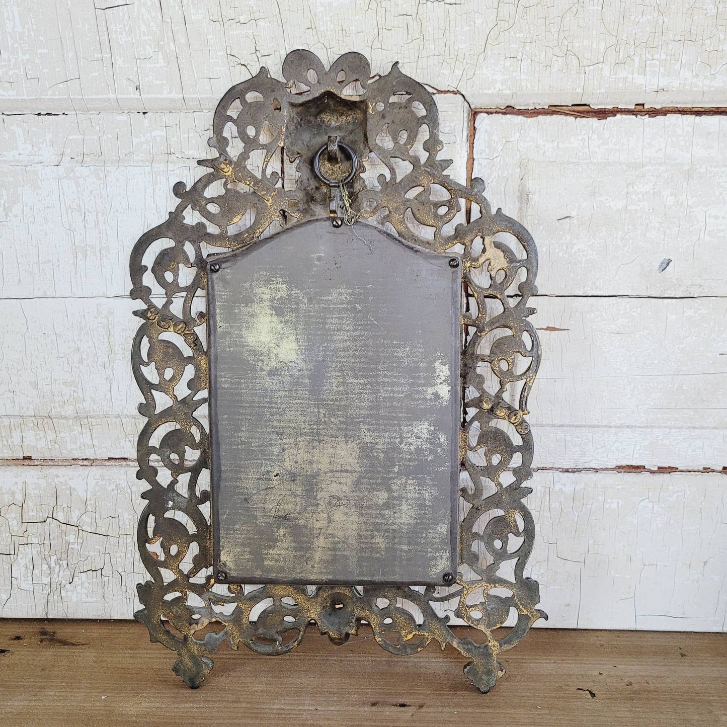 Bradley & Hubbard Cast Iron Gilt Framed Wall Mirror Bacchus Grapes Vine Antique