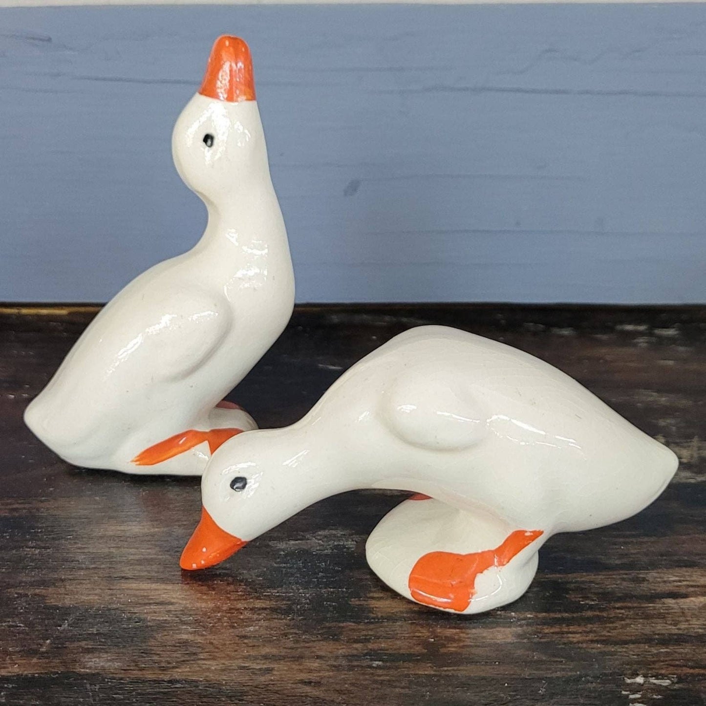 Vintage USA Pottery Geese Pair