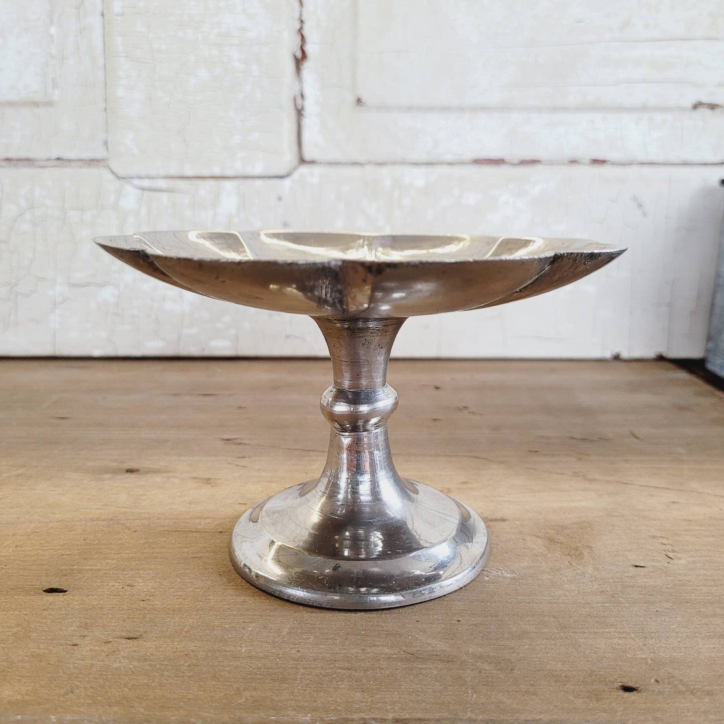 Vintage Etched Pedestal Dish with Animals and Plants