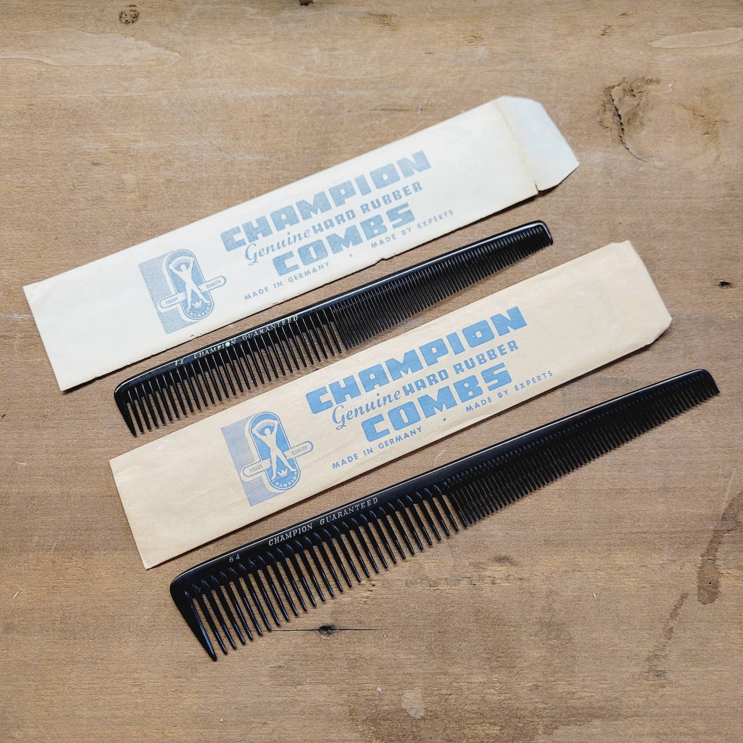 Champion Hard Rubber Comb #64 & #72. In Original Paper Sleeve, Made In Germany