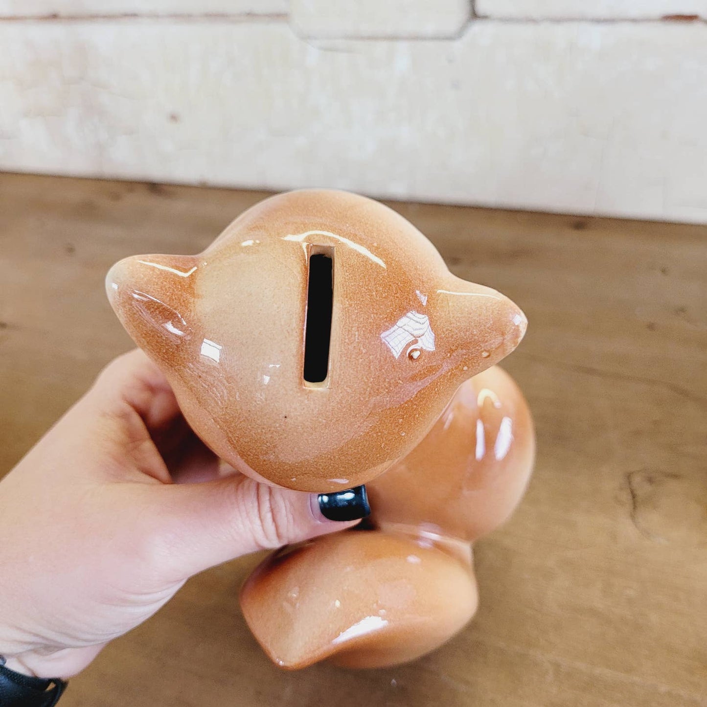 Vintage Squirrel Bank Pink Brown Handpainted Japan