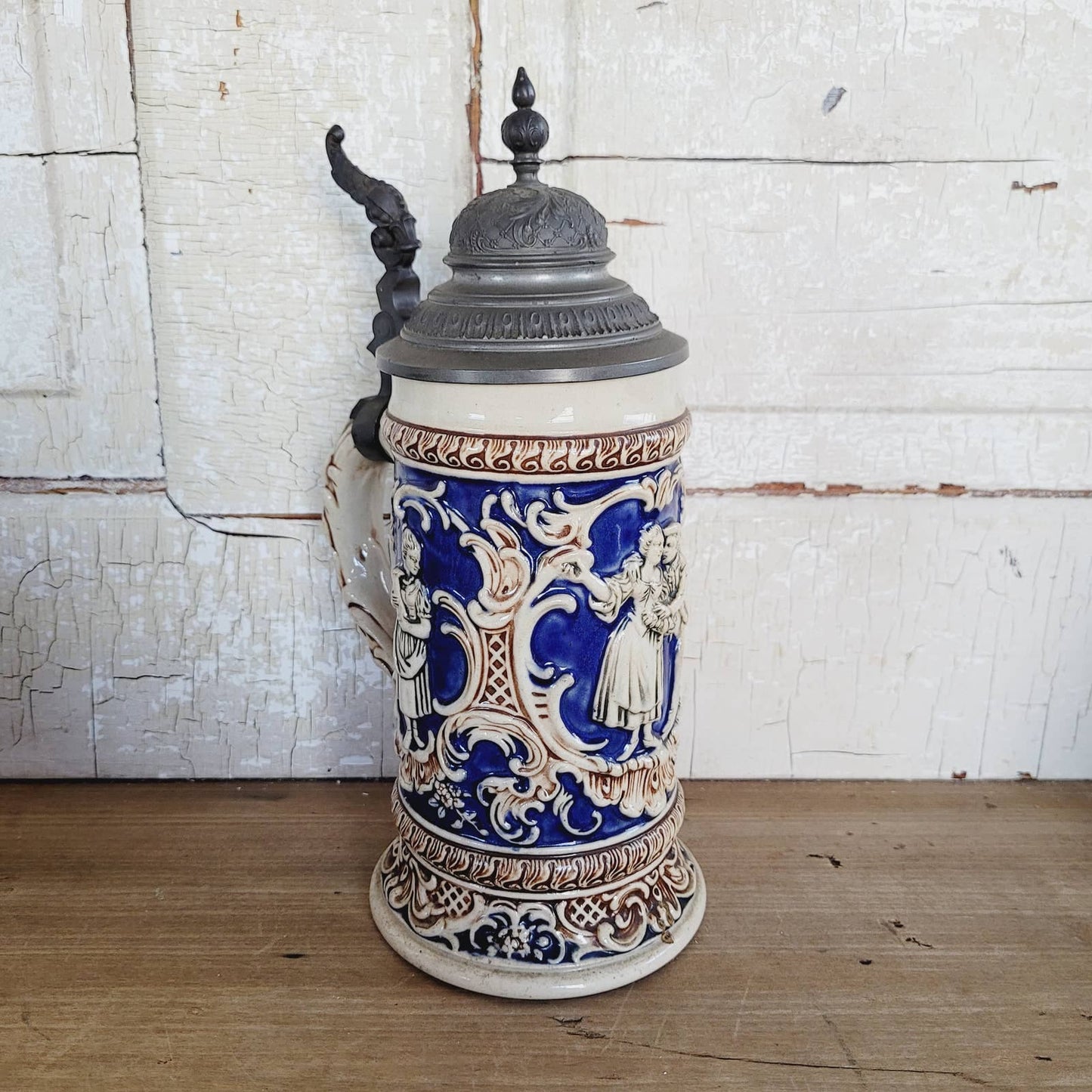 Antique German G Reinemann Beer Stein 1/2 Liter