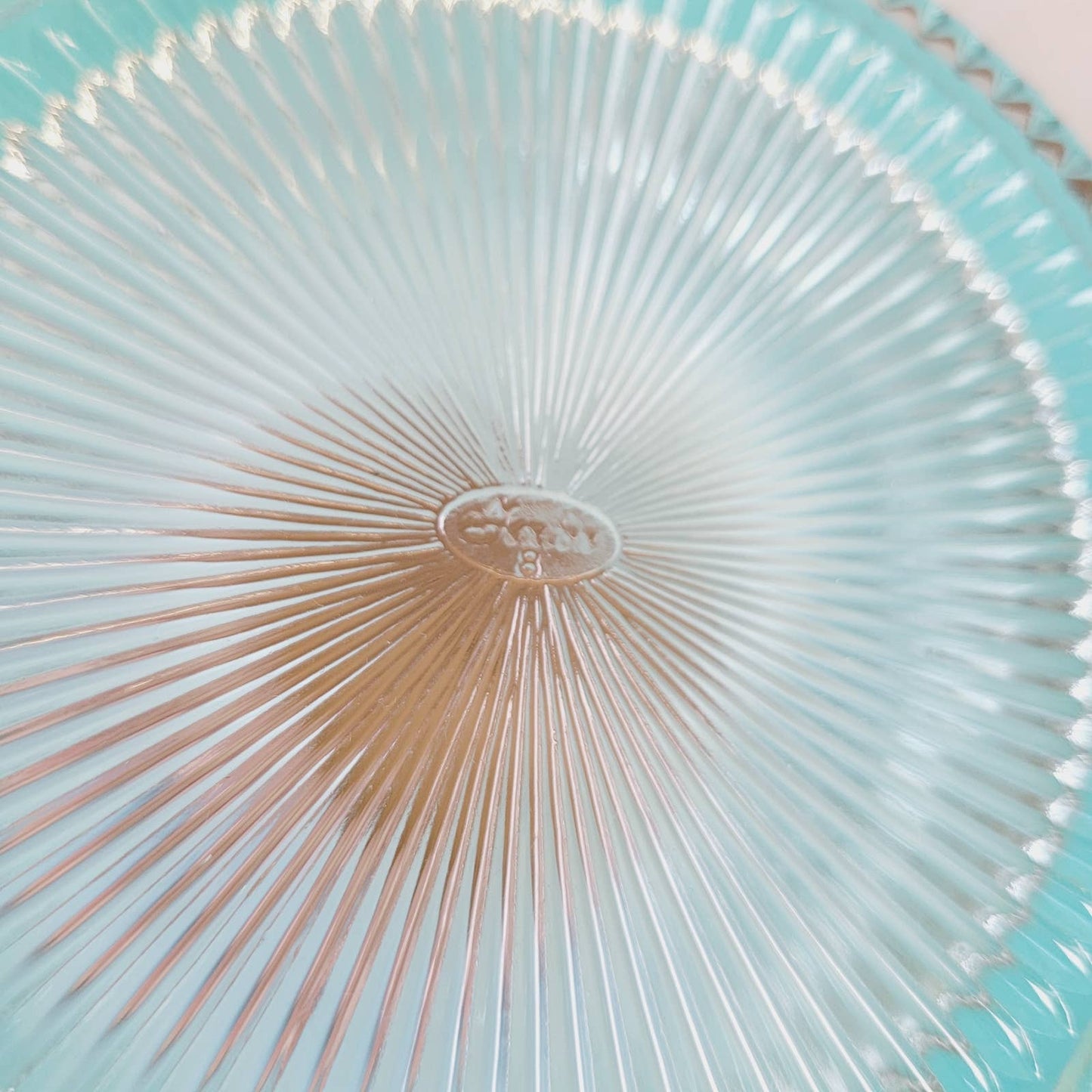 Vintage Fenton Sheffield Teal Ribbed Opalescent Glass Bowl Vase