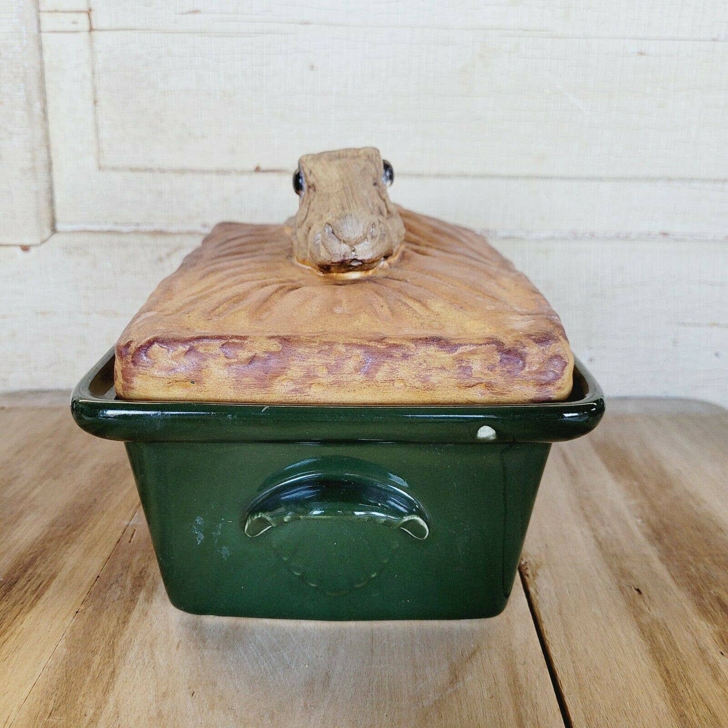 Vintage Pillivuyt France #4 Hare Rabbit Majolica Terrine Casserole Glass Eyes