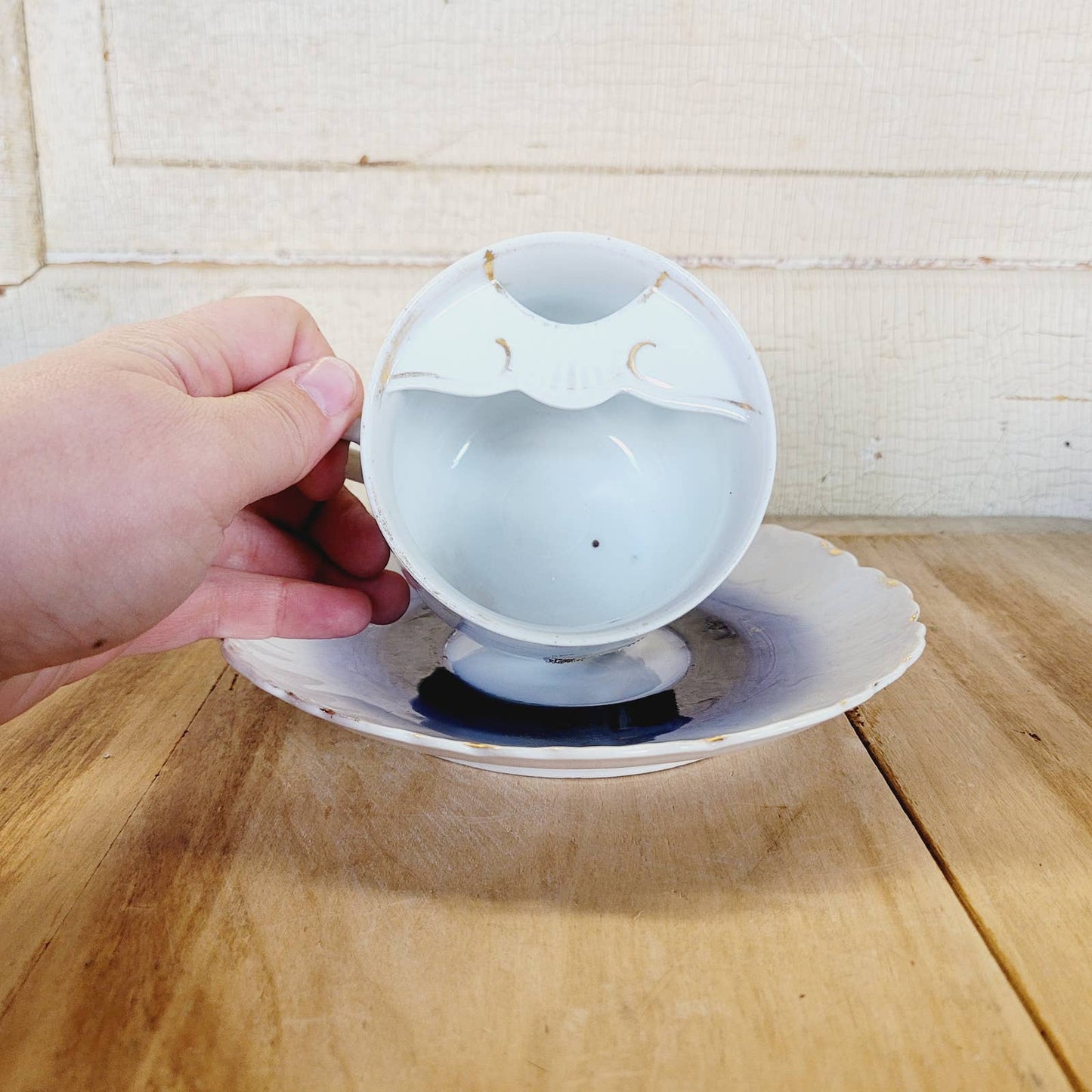 Antique Porcelain Mustache Cup and Saucer Germany