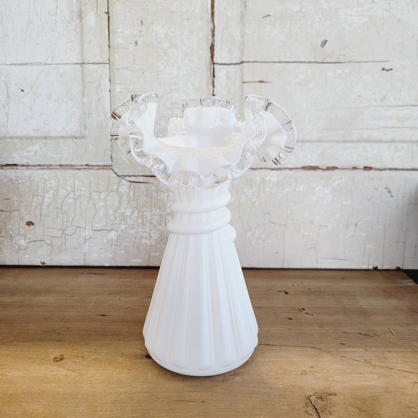 Fenton HTF Silver Crest Milk Glass Wheat Vase