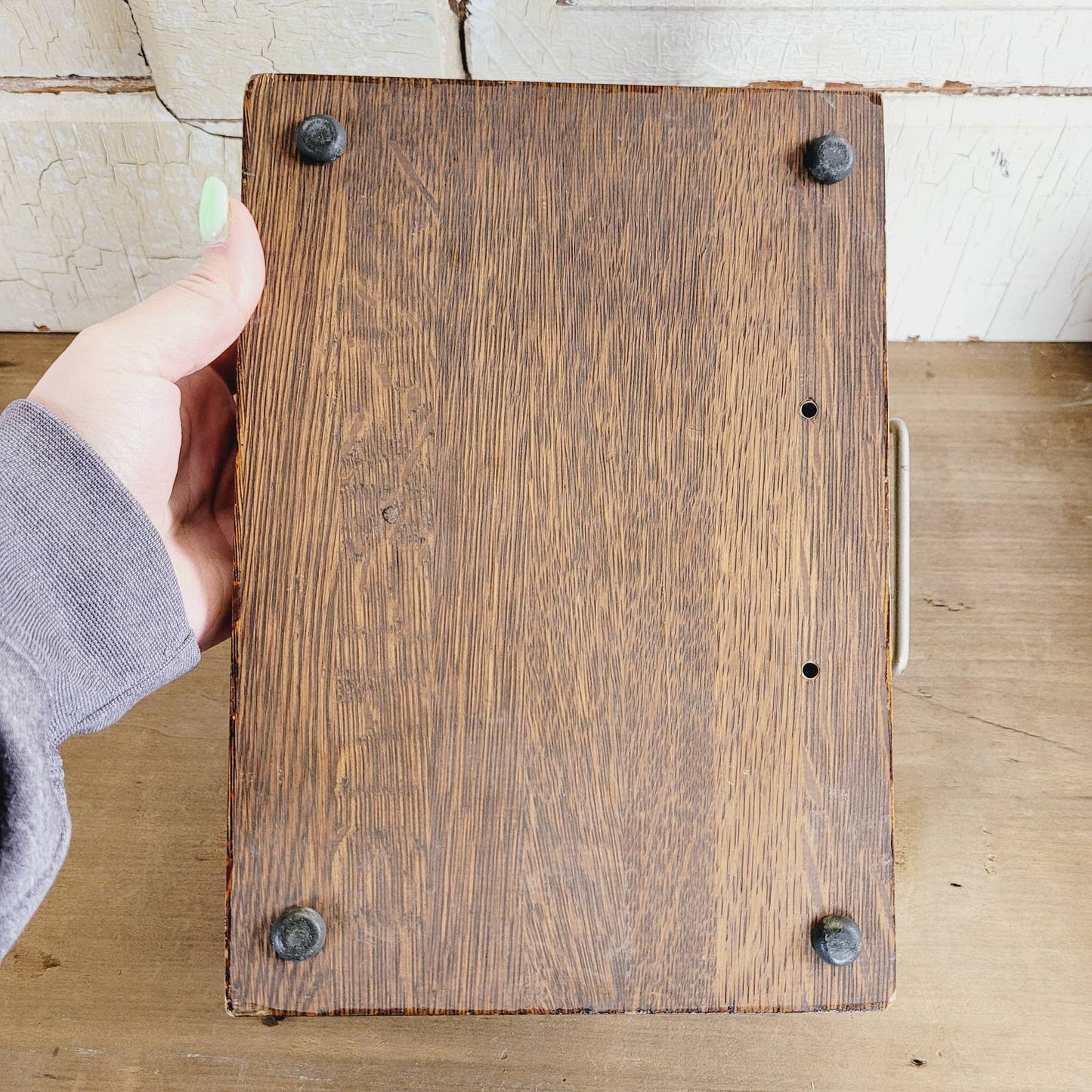 1920's Weis Manufacturing Co. Monroe Michigan Wood Desktop Ledger Book w/Pages