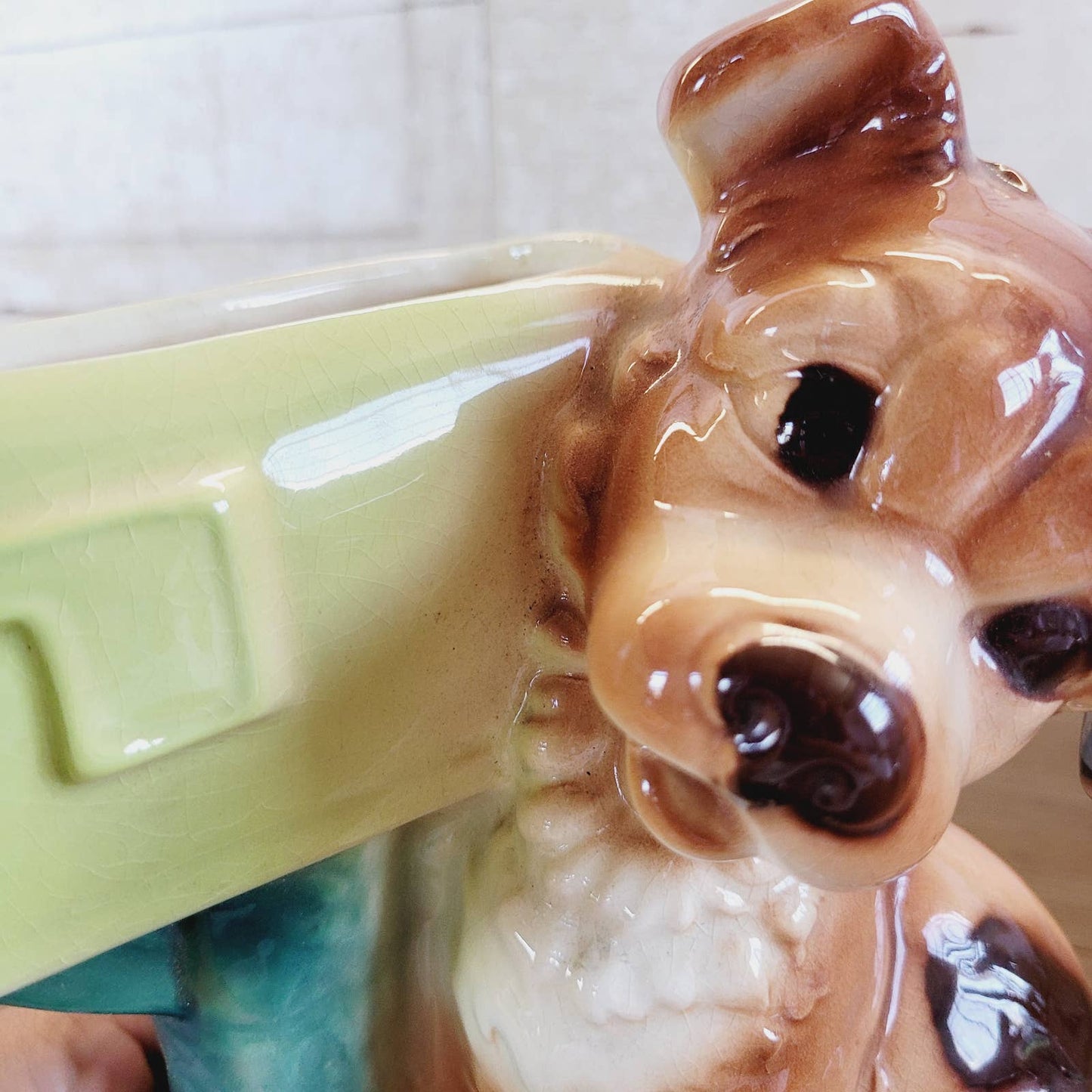 Vintage Royal Copley Dog Mailbox Planter