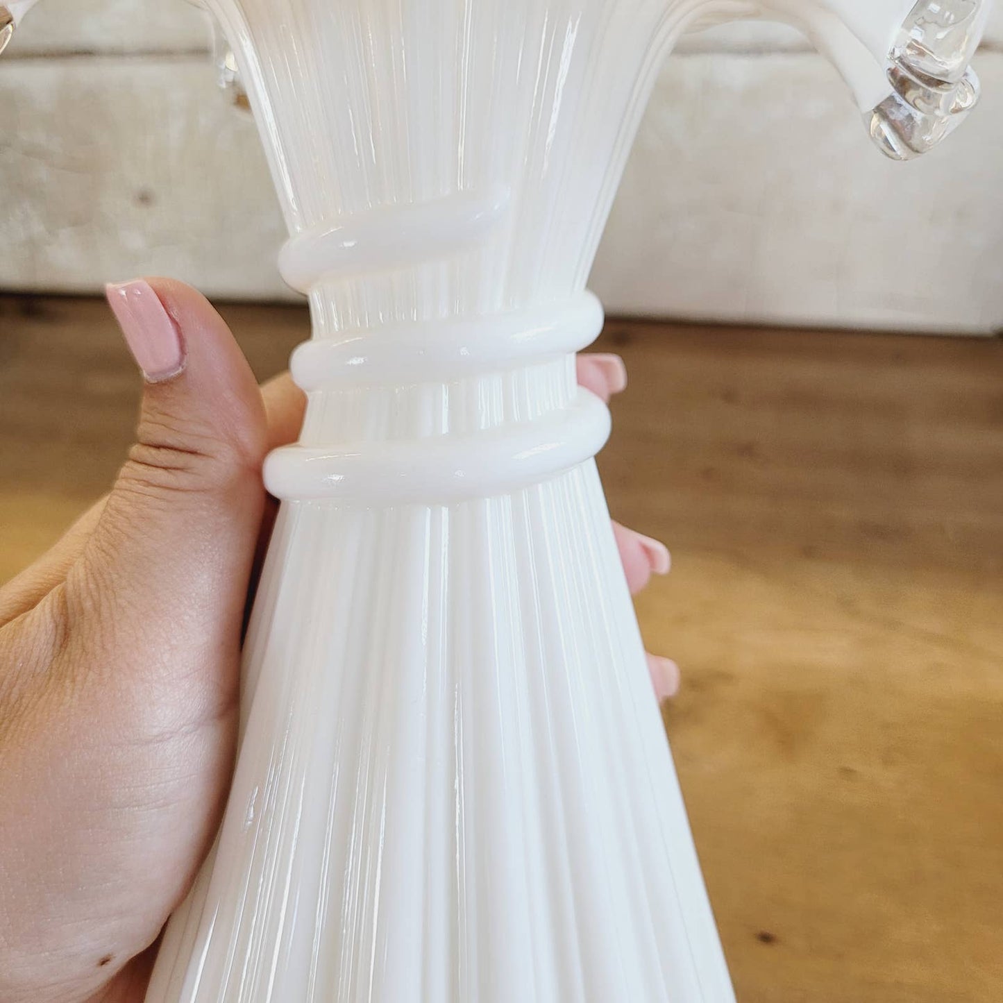 Fenton HTF Silver Crest Milk Glass Wheat Vase