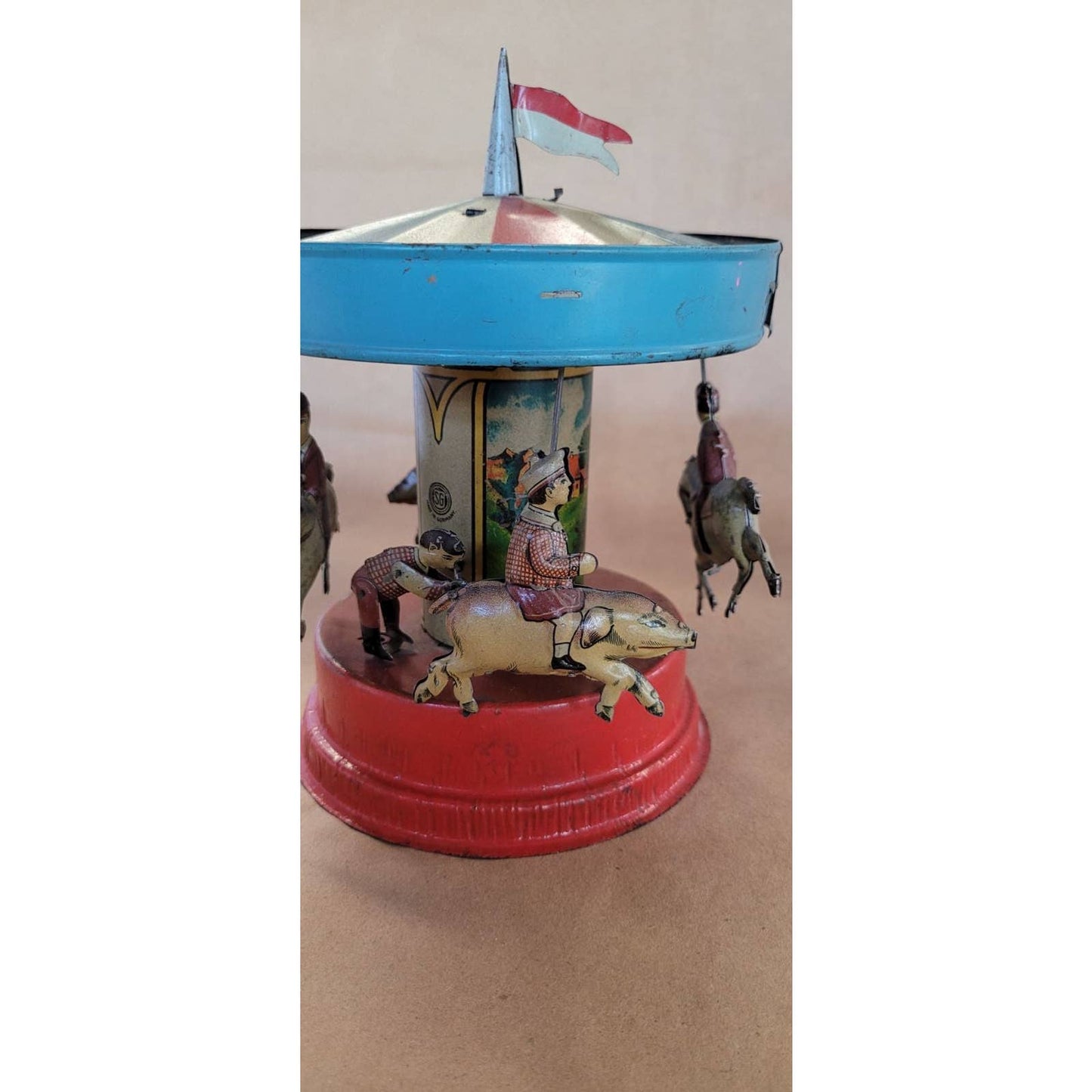 Antique Gunthermann tin toy Carousel