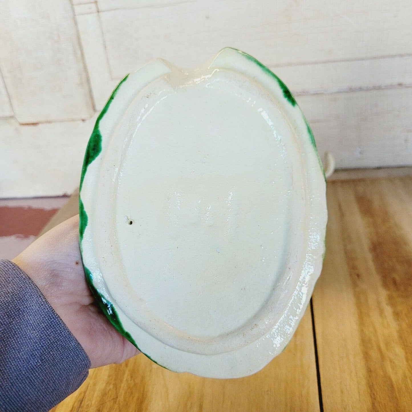 Antique MAJOLICA RABBIT SOUP TUREEN with Ladle.