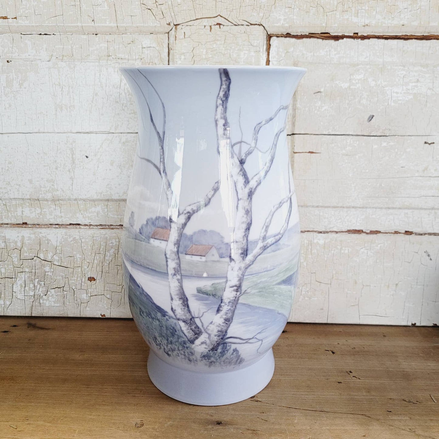 Bing & Grondahl River Farm Birch Tree Scenery Vase Large